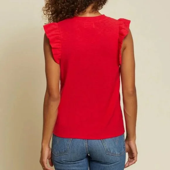Nation LTD Red Ruffle Sleeve Tank Top - Picture 5 of 11
